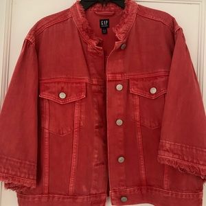 Gap Denim  Bell Sleeve Jean Jacket Coral